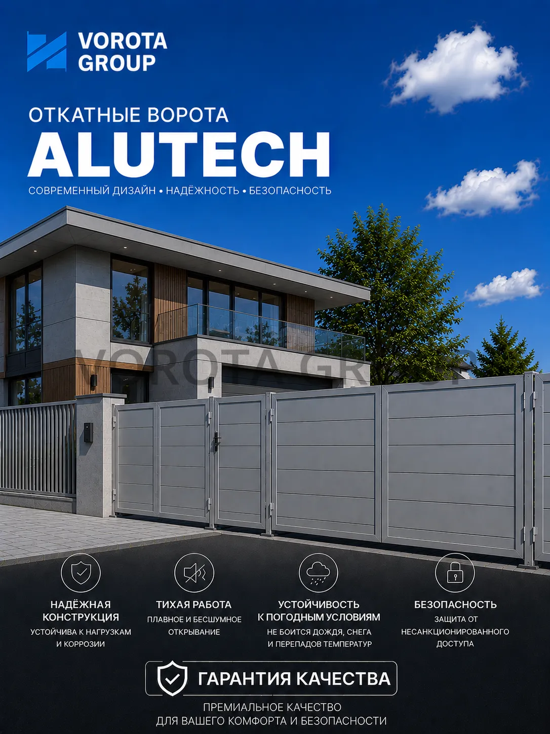 Откатные ворота Alutech Prestige (выс. х  шир.) 2085*4125 возможна встр.калитка